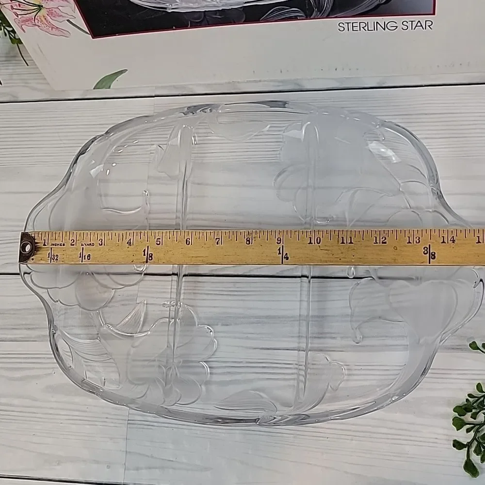 Crystal Clear Studios Lilly Glass Serving Tray Vintage 80s With Original Box